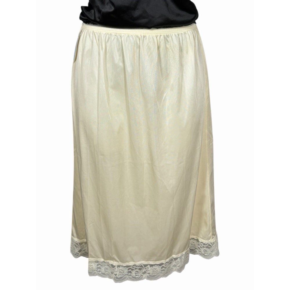 VTG 1970s Slipfection Ivory‎ Nylon Lace Half Slip Skirt USA Made Coquette Bride